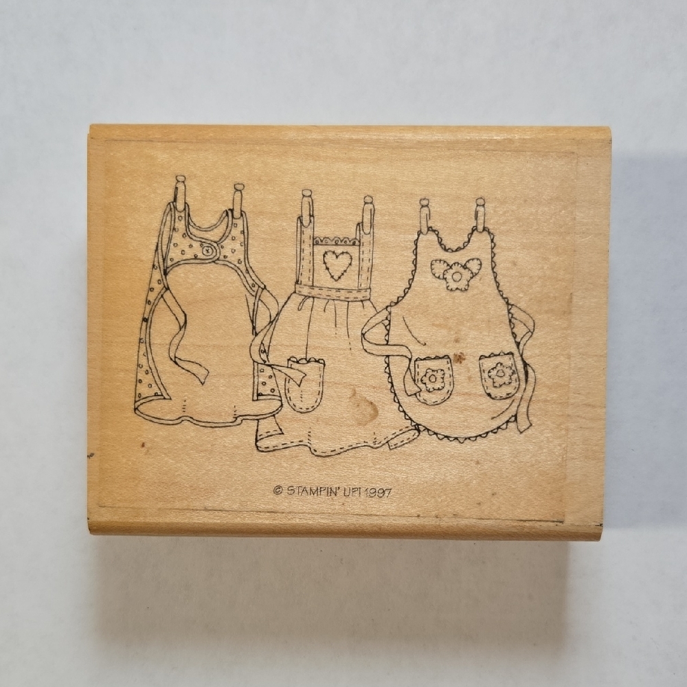 Stampin' Up! 1997 Wooden Stamp with Apron Trio Design